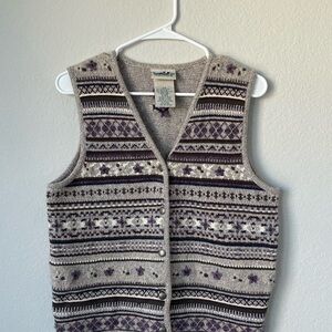 Northern Reflections Women’s Purple and Gray Button Up Knit Sweater Vest Size S